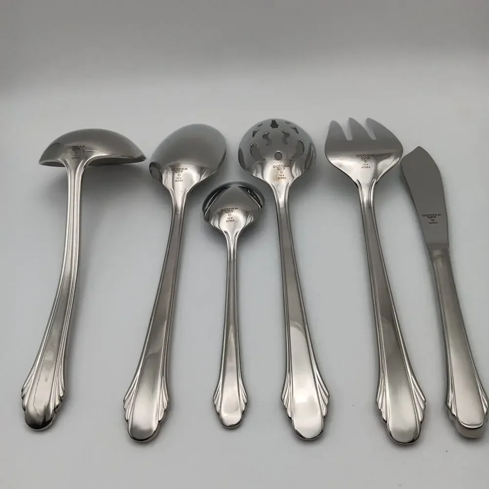 Gorham Calais Satin 6pc Serving Set Stainless 18/8 Flatware Korea New Old Stock